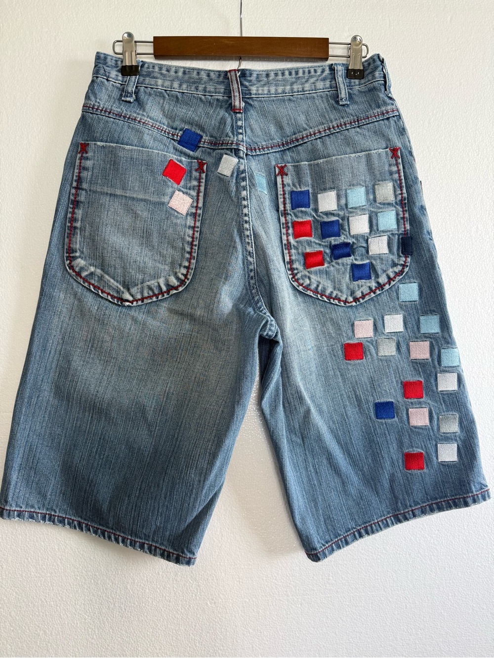 Vintage Jordan Shorts Men 30 Blue Baggy Jeans Jorts Multicolor Square  Y2K